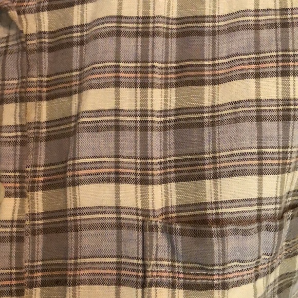 Madewell button-down, light tan and gray plaid, boxy, short-sleeve Courier shirt - Picture 5 of 11